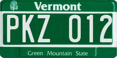 VT license plate PKZ012