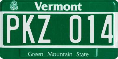 VT license plate PKZ014
