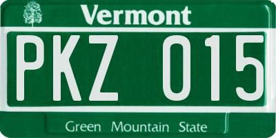 VT license plate PKZ015