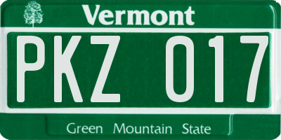 VT license plate PKZ017