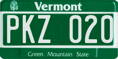 VT license plate PKZ020