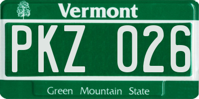 VT license plate PKZ026