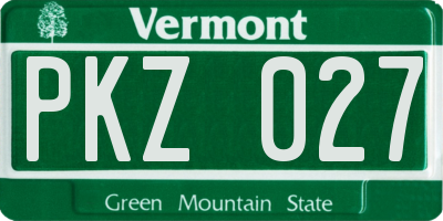 VT license plate PKZ027