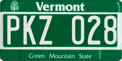 VT license plate PKZ028