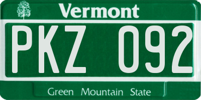 VT license plate PKZ092