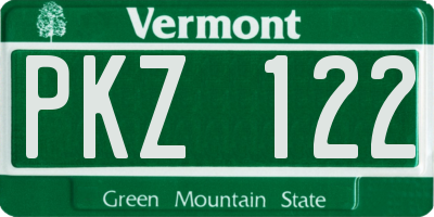 VT license plate PKZ122