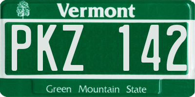 VT license plate PKZ142
