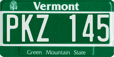 VT license plate PKZ145