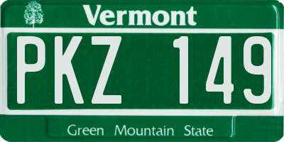 VT license plate PKZ149