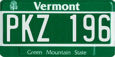 VT license plate PKZ196