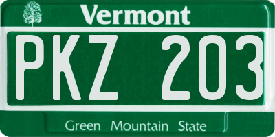VT license plate PKZ203
