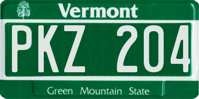 VT license plate PKZ204