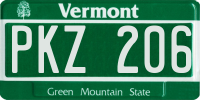 VT license plate PKZ206