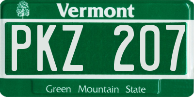 VT license plate PKZ207