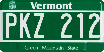 VT license plate PKZ212