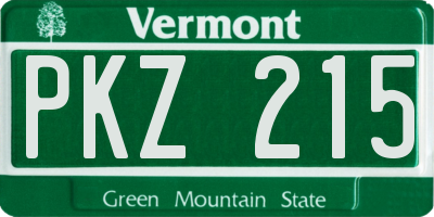 VT license plate PKZ215