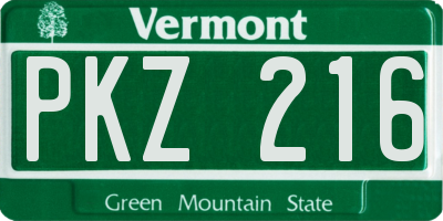 VT license plate PKZ216