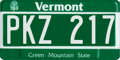 VT license plate PKZ217