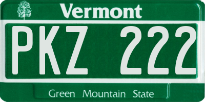 VT license plate PKZ222