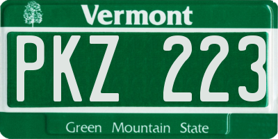 VT license plate PKZ223