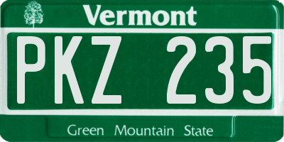 VT license plate PKZ235