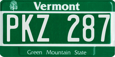 VT license plate PKZ287