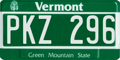 VT license plate PKZ296
