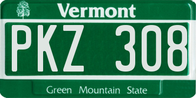 VT license plate PKZ308