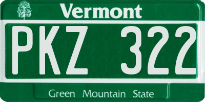VT license plate PKZ322