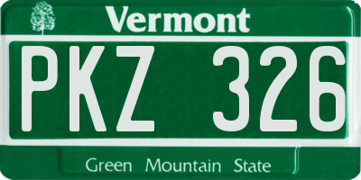 VT license plate PKZ326