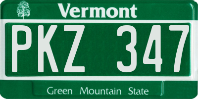 VT license plate PKZ347