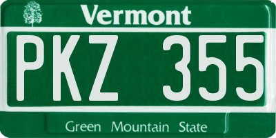 VT license plate PKZ355