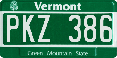 VT license plate PKZ386