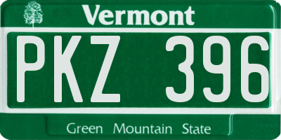 VT license plate PKZ396