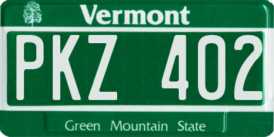 VT license plate PKZ402