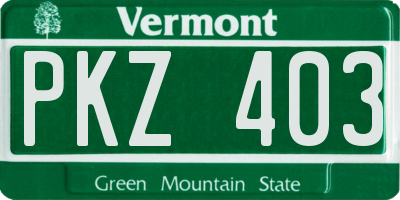 VT license plate PKZ403