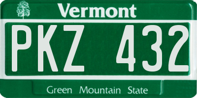VT license plate PKZ432