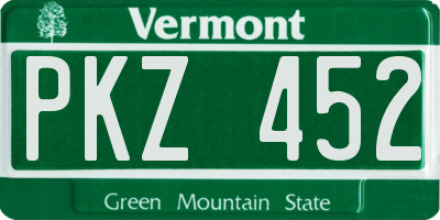 VT license plate PKZ452
