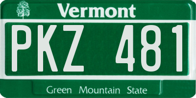 VT license plate PKZ481