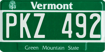 VT license plate PKZ492