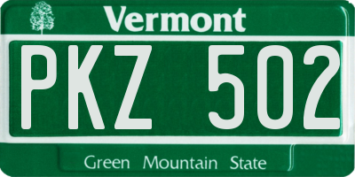 VT license plate PKZ502