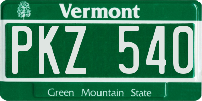 VT license plate PKZ540