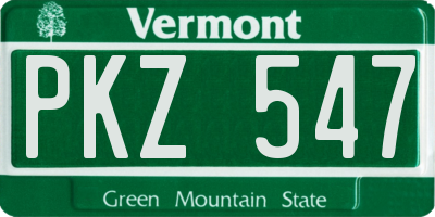 VT license plate PKZ547