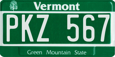 VT license plate PKZ567