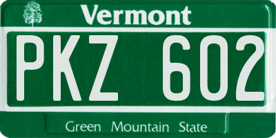 VT license plate PKZ602