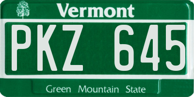 VT license plate PKZ645
