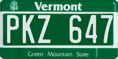 VT license plate PKZ647