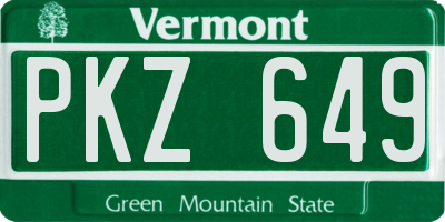 VT license plate PKZ649