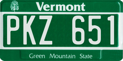 VT license plate PKZ651