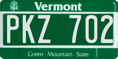 VT license plate PKZ702